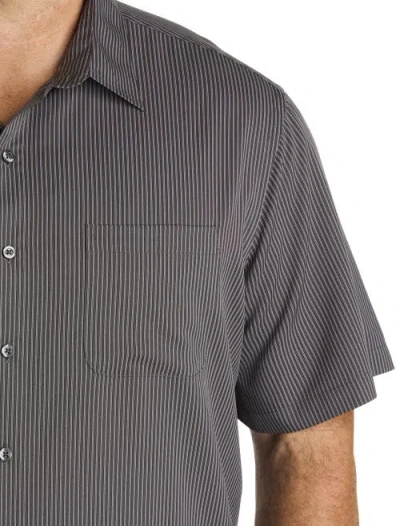 Synrgy By Dxl Big & Tall Striped Microfiber Sport Shirt In Gray