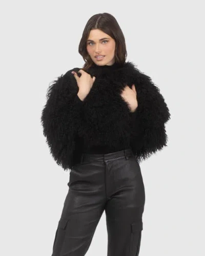 Gorski Select Mongolian Lamb Shawl In Black