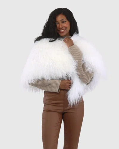 Gorski Select Mongolian Lamb Shawl In White