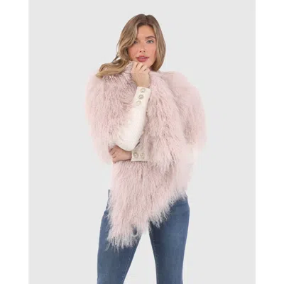 Gorski Select Mongolian Lamb Shearling Shawl In Pink