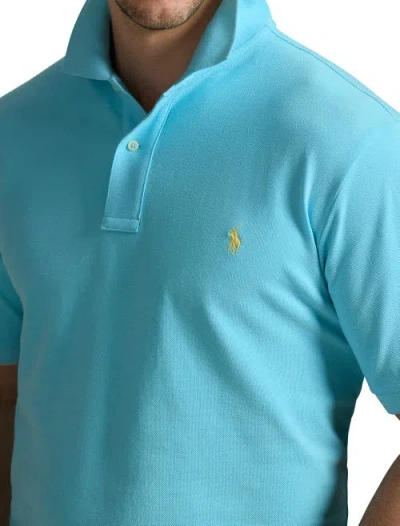 Polo Ralph Lauren Custom Slim Fit Mesh Polo Shirt Man Polo Shirt Turquoise Size Xl Cotton In Blue