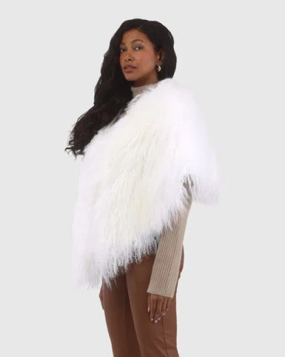 Gorski Select Mongolian Lamb Shawl In White