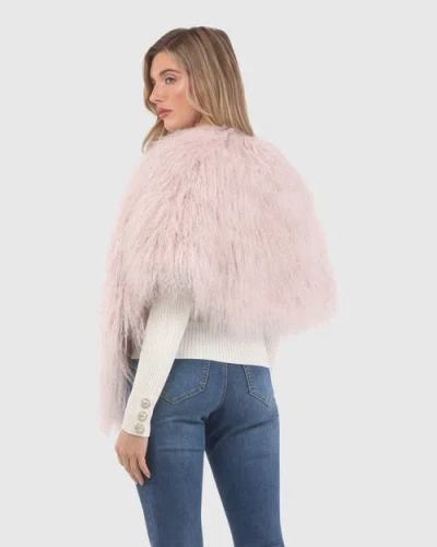 Gorski Select Mongolian Lamb Shearling Shawl In Pink
