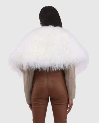 Gorski Select Mongolian Lamb Shawl In White