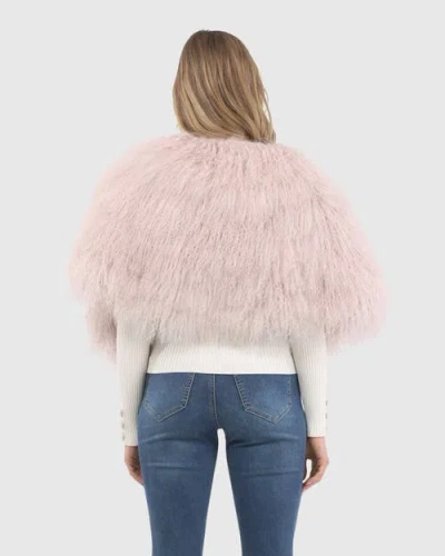 Gorski Select Mongolian Lamb Shearling Shawl In Pink