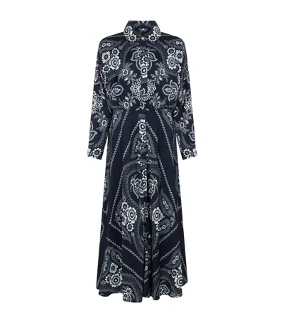 Maje Patterned Flowing Maxi Dress In Black