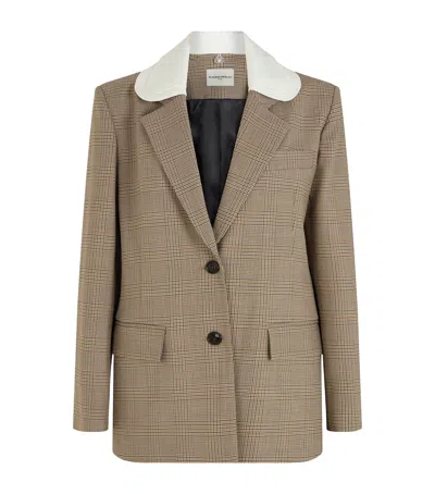 Claudie Pierlot Wool-blend Checked Blazer In Brown
