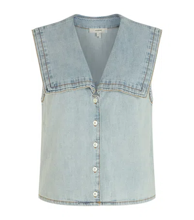Frame The Yacht Denim Sleeveless Top In Attention