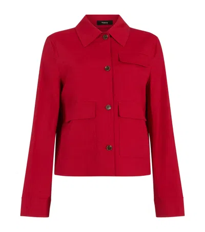 Theory Button-fastening Flap-pocket Jacket In Burgundy