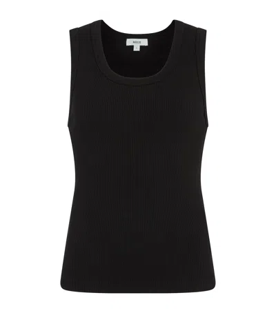 Agolde Womens Black Poppy Ribbed Stretch-woven Top In Black