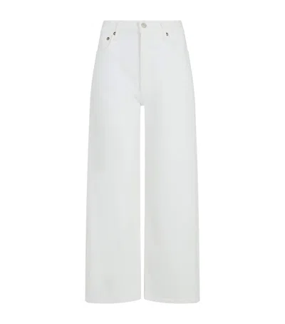 Agolde Dame High Rise Wide Leg Jeans In Fortune Cookie In White
