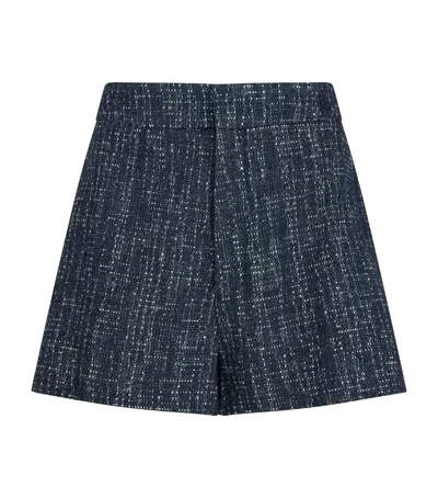Frame Womens Indigo Tweed Regular-fit Mid-rise Cotton Shorts In Blue