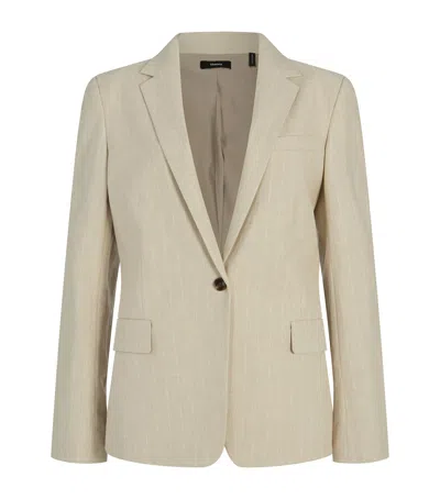 Theory Linen-blend Slim Blazer In Neutral