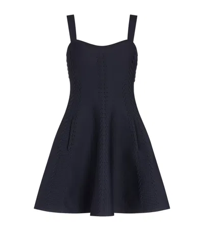 Maje Womens Square-neck Embroidered Knitted Mini Dress Navy In Blue