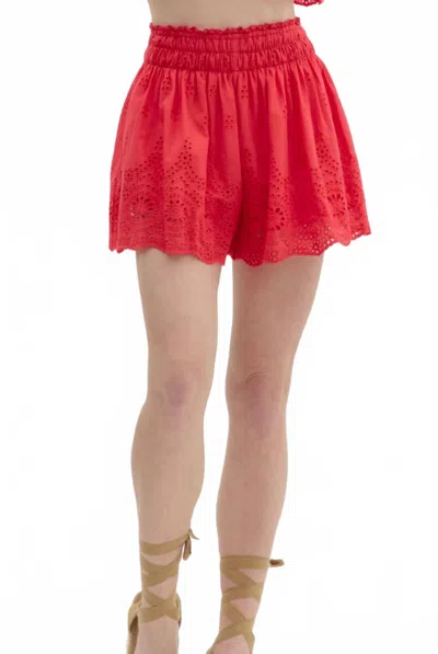Entro Eyelet Pull On Shorts In Red In Red