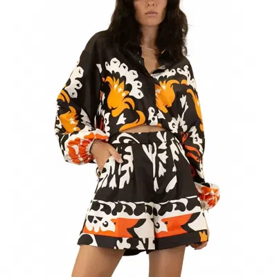 Mulla Heavy Soft Shirt Jacket And Short Set In Black In Multi