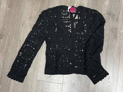 Brand Bazar Women's Izzy Crochet Cardigan In Black In Black