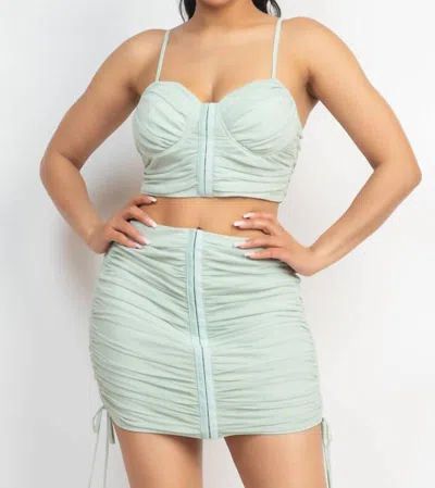 Shopirisbasic Krystal Skirt And Bra Top Set In Sage In Multi