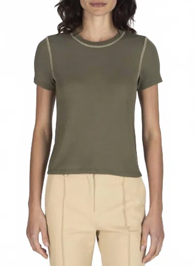Atm Anthony Thomas Melillo Modal Rib Short Sleeve Crewneck Tee In Army In Green