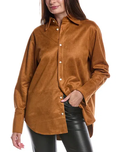 Toccin Kali Faux Suede Boyfriend Shirt In Brown