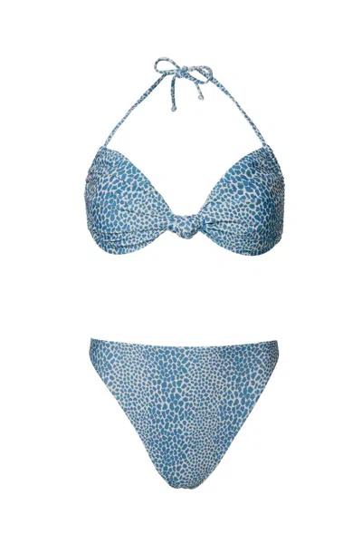 Adriana Degreas High-leg Bikini With Straps In Tortoise In Blue