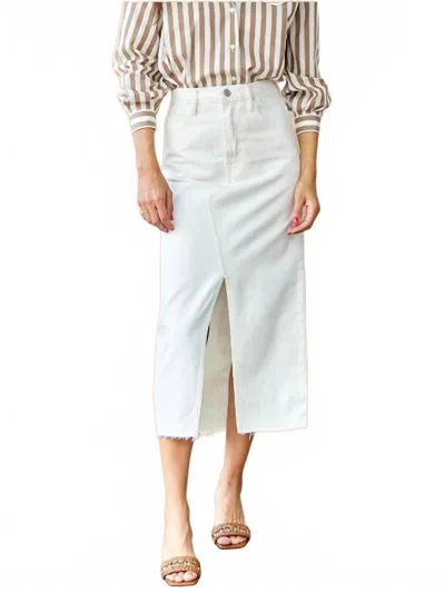 Frame Midaxi Angled Seam Midi Jean Skirt In Ecru In White