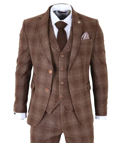 Truclothing 3 Piece Suit Tweed Check 1920s Formal Dress Suits In Multi