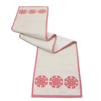 Melrose International Embroidered Snowflake Table Runner 72"l - Cream, Red