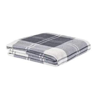 47th & Main Simple Plaid Knit Throw Blanket In Charcoal Plaid