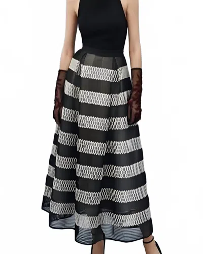 Sachin & Babi Striped Ayako Midi Skirt In Jet In Black