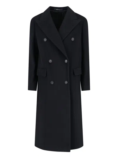 Tagliatore Structured Double-breasted Jacket With Flap Pockets In Black