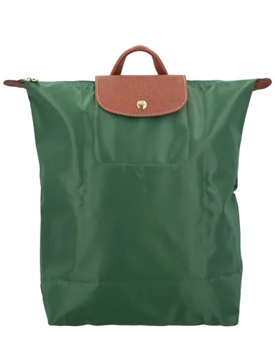 Longchamp Backpack With Adjustable Straps And Buckle Detail In Green