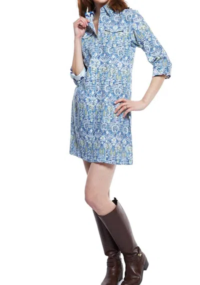 Dizzy Lizzie Sag Harbor Dress In Blue Kilim Print In Blue
