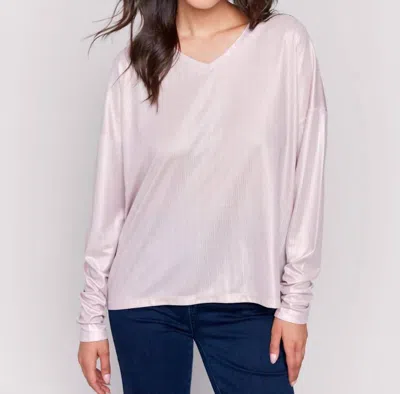 Charlie B Foiled Knit Top In Quartz In Neutral