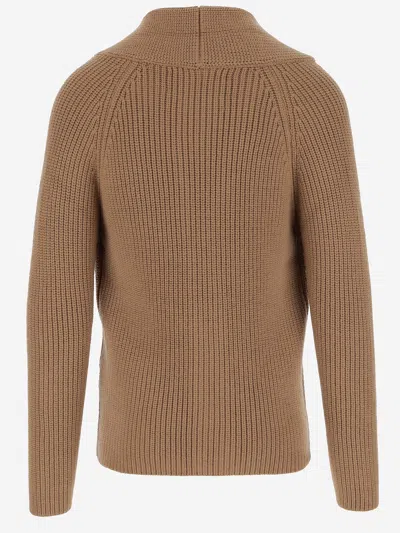 Tagliatore Jackson Stretch Wool Cardigan In Brown