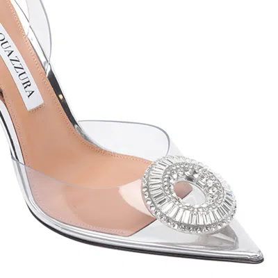 Aquazzura Crystal Embellished Pointed Toe Pumps In White