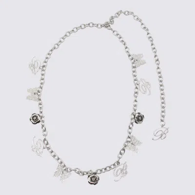 Blumarine Butterfly Initial Rose Charm Chain Belts In Metallic