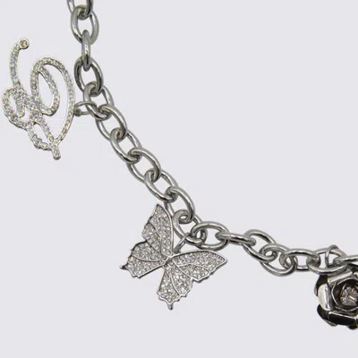 Blumarine Butterfly Initial Rose Charm Chain Belts In Metallic