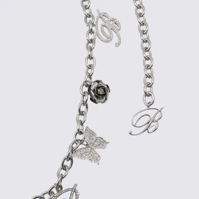 Blumarine Butterfly Initial Rose Charm Chain Belts In Metallic
