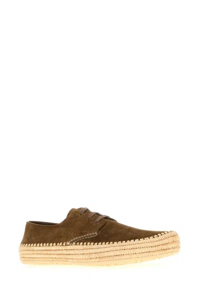 Loewe Men Rio Lace-up Shoes In Suede And Raffia In Brown