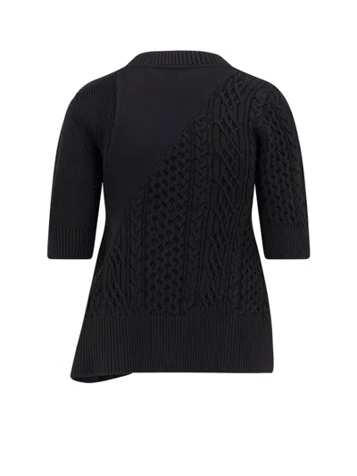 Sacai Asymmetrical Jersey In Cotton Mixed In Black