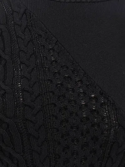 Sacai Asymmetrical Jersey In Cotton Mixed In Black