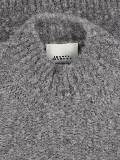 Isabel Marant Relaxed High Neck Sweater With Ribbed Hem And Dropped Shoulders In Gray