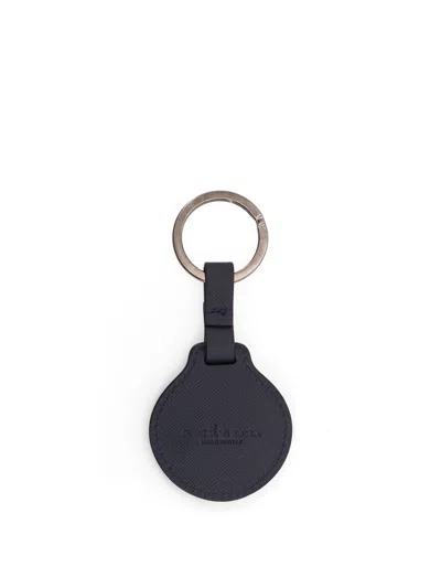 Kiton Leather Circular Keyring In Black