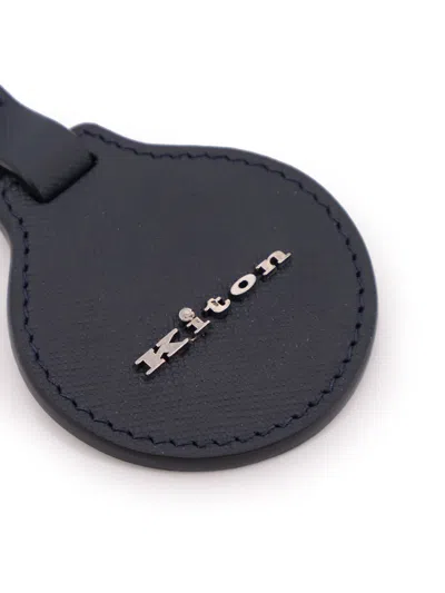 Kiton Leather Circular Keyring In Black