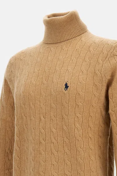 Polo Ralph Lauren Long Sleeves Pullover Wool Cashmere In Brown