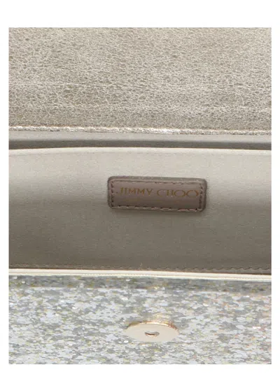 Jimmy Choo Candy Clutch Bag In Acrylic Fabric With Glitter In Gold