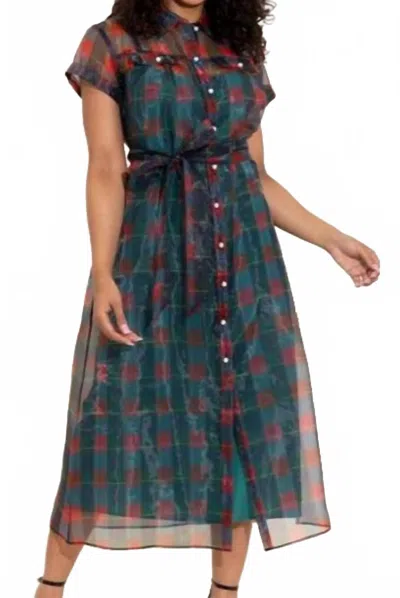 Alden Adair Rachel Midi Dress In Holiday Plaid In Green