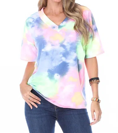 Collective Rack V-neck Top In Blue/pink In Multi