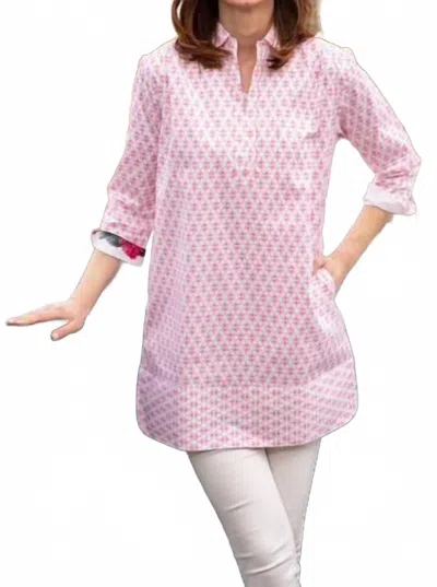 Dizzy Lizzie Vail Tunic In Mini Pink Palms Print In Multi